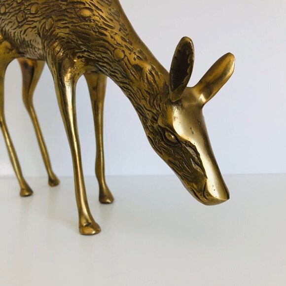 Mid-Century Modern Solid Brass Standing Doe Deer Sculpture Large Heavy - Picture 4 of 6